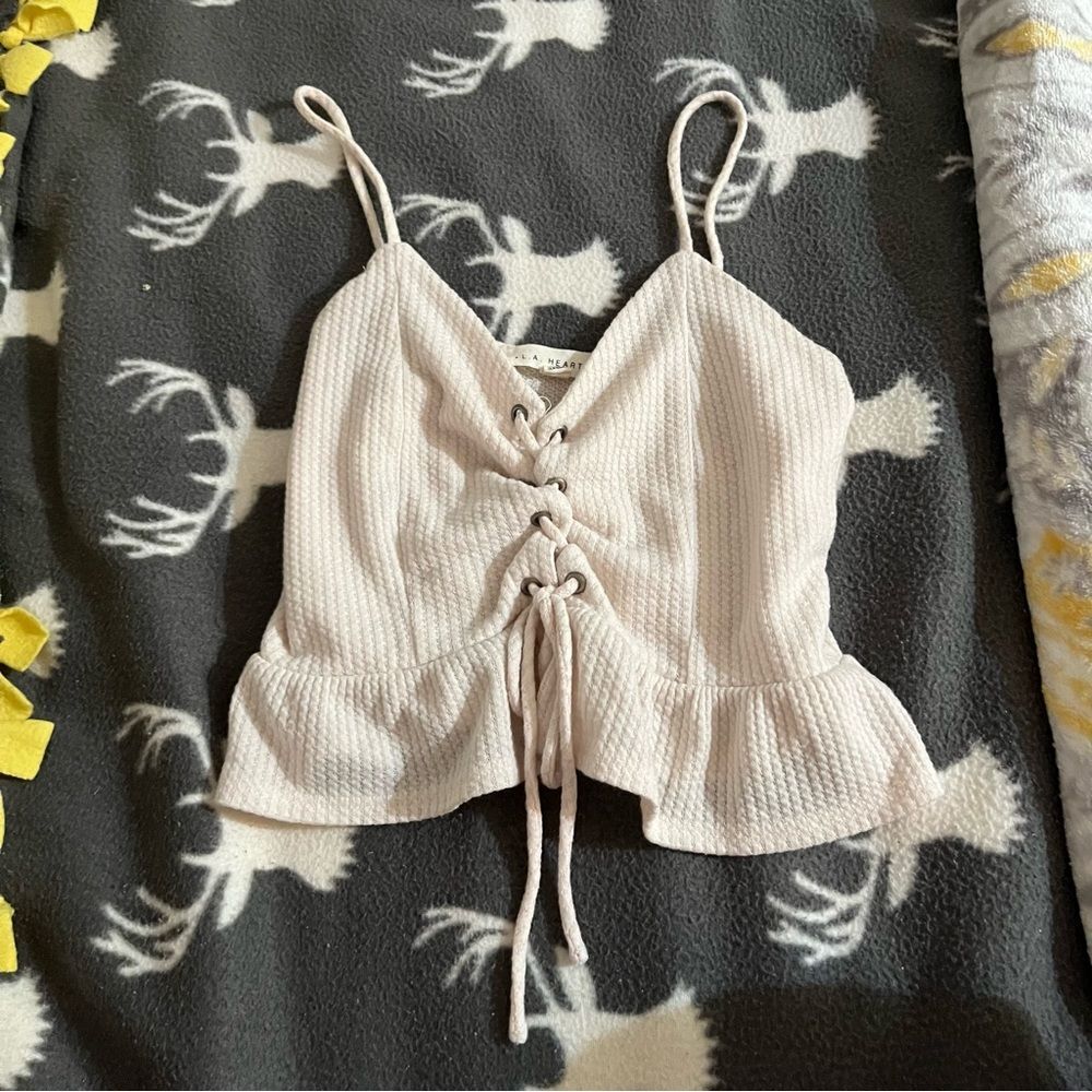 La hearts peplum tank top size small